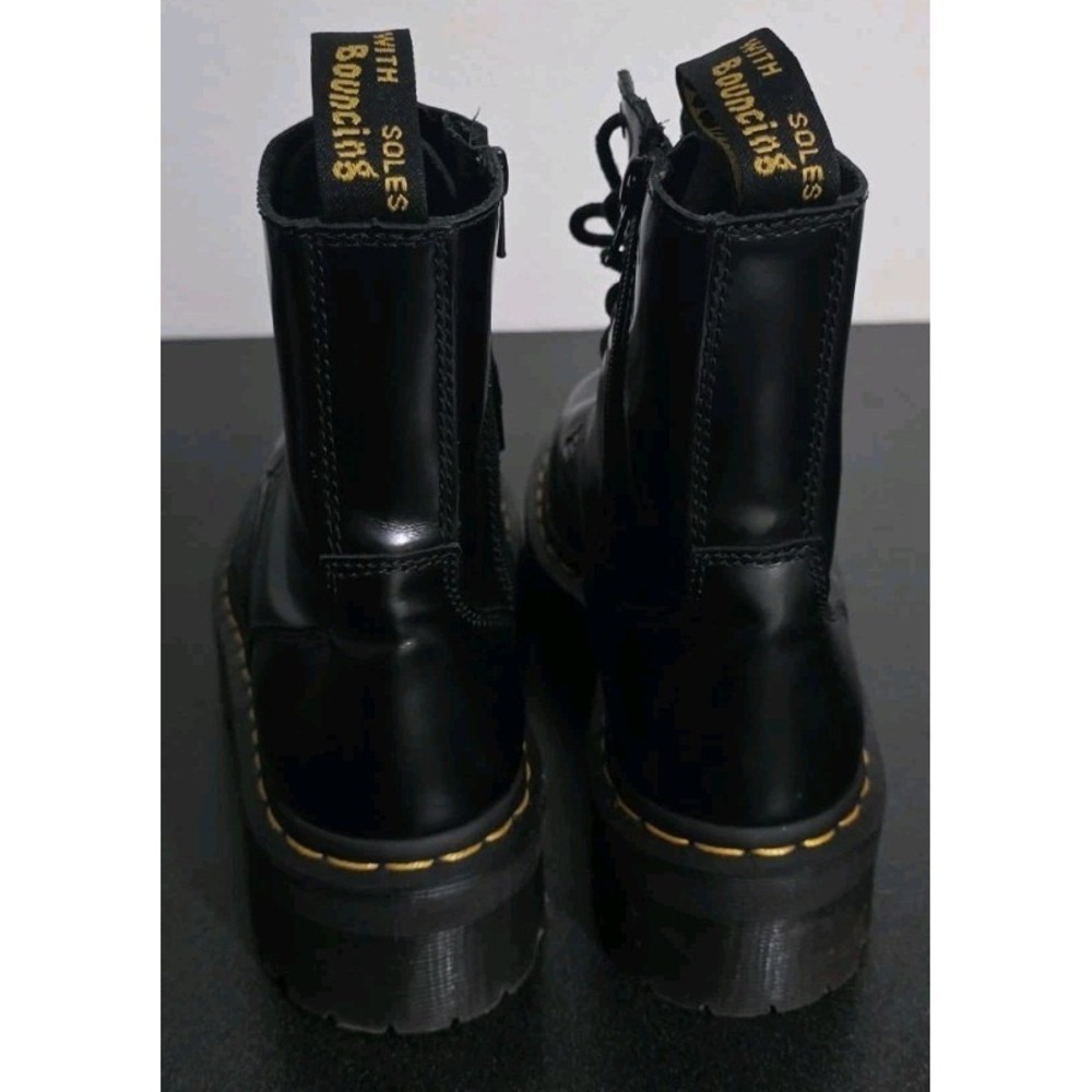 Dr. Martens Jadon Platform Boots Black Leather Lace Up Zipper 7M Woman Grunge - Picture 2 of 8